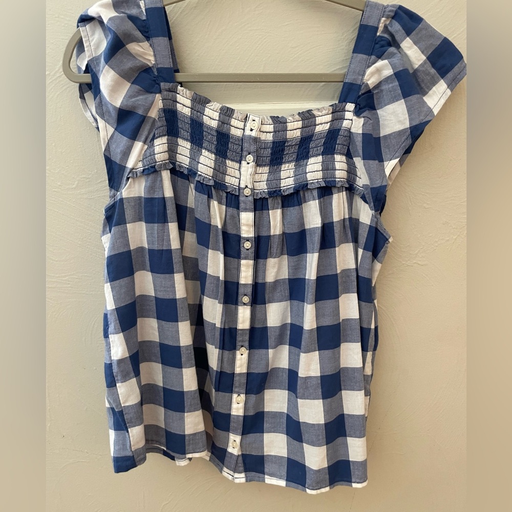 Old navy blue gingham tank